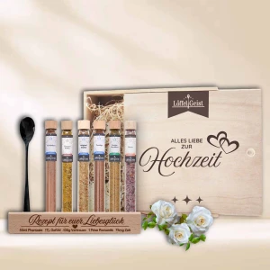 Gewürz-Geschenkset Alles Liebe zur Hochzeit in edler Holzbox